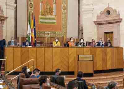 El Pleno Parlamento aplaude tras la lectura de la declaracin institucional de reconocimiento y apoyo a la provincia de Cdiz