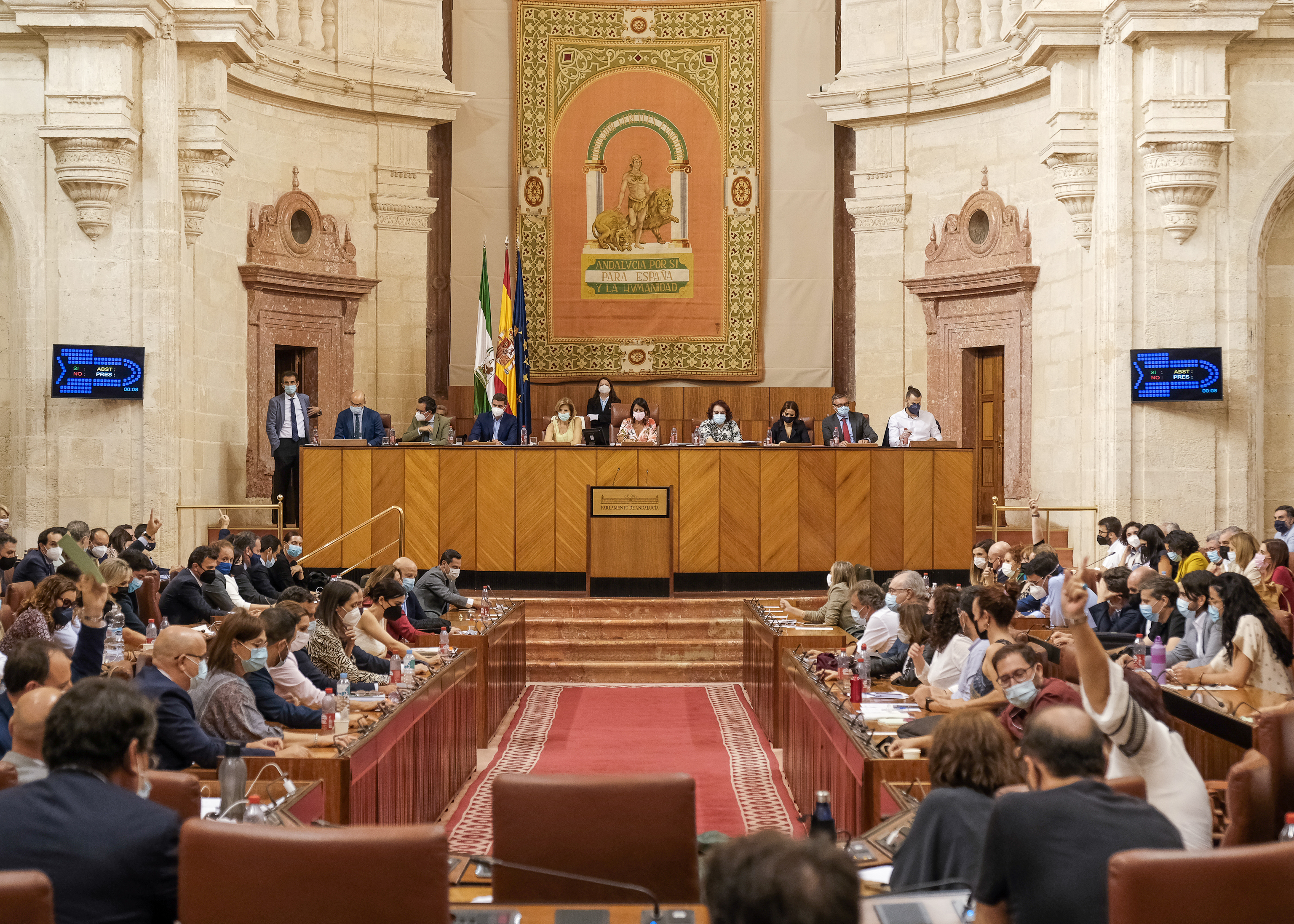 El Pleno del Parlamento de Andaluca en una de las votaciones producidas durante la sesin plenaria