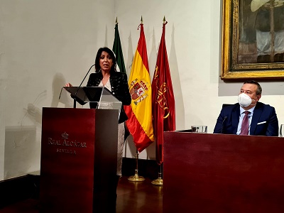 La presidenta del Parlamento de Andaluca, Marta Bosquet, pronuncia unas palabras durante el acto  