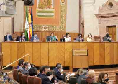   La Mesa del Parlamento aplaude tras la lectura de la declaración institucional 