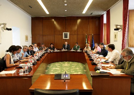 La Junta de Portavoces, durante la reunión