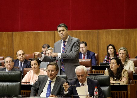 Carlos Rojas, portavoz del Grupo parlamentario Popular, se dirige a la presidenta de la Junta de Andaluca