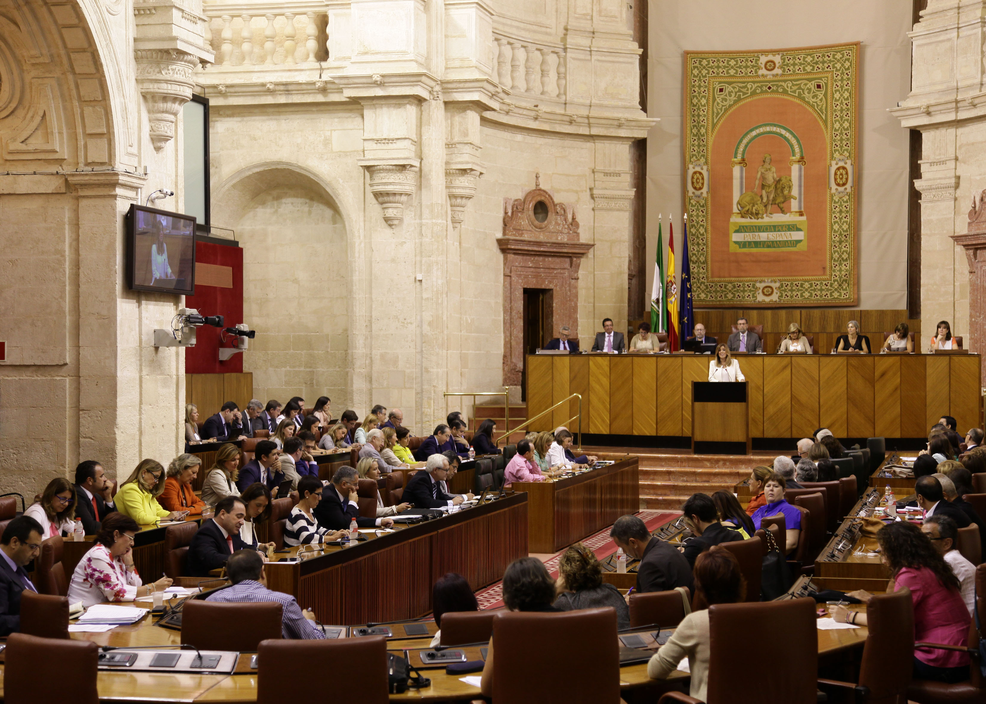 El Saln de Plenos, durante la primera intervencin de la presidenta de la Junta de Andaluca en el Debate sobre el estado de la Comunidad