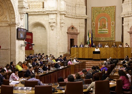 El Saln de Plenos, durante la primera intervencin de la presidenta de la Junta de Andaluca en el Debate sobre el estado de la Comunidad