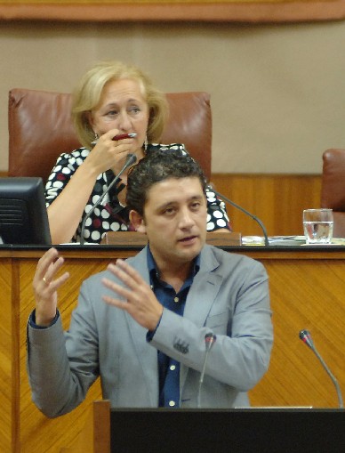 Rafael Velasco, del Grupo Socialista, durante la defensa de las propuestas de resolucin