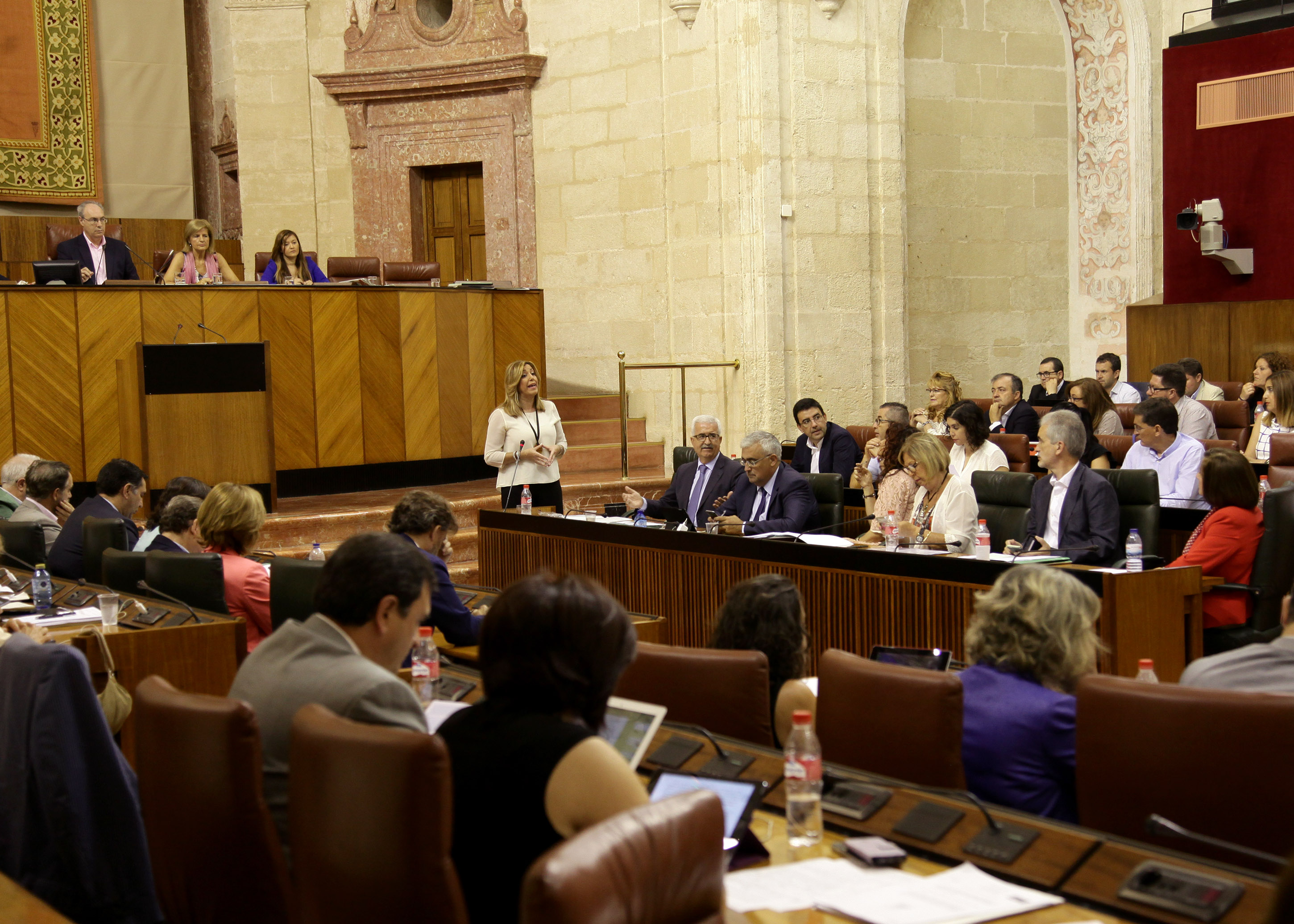El Pleno del Parlamento durante una de las intervenciones de la presidenta de la Junta de Andaluca en la sesin de control