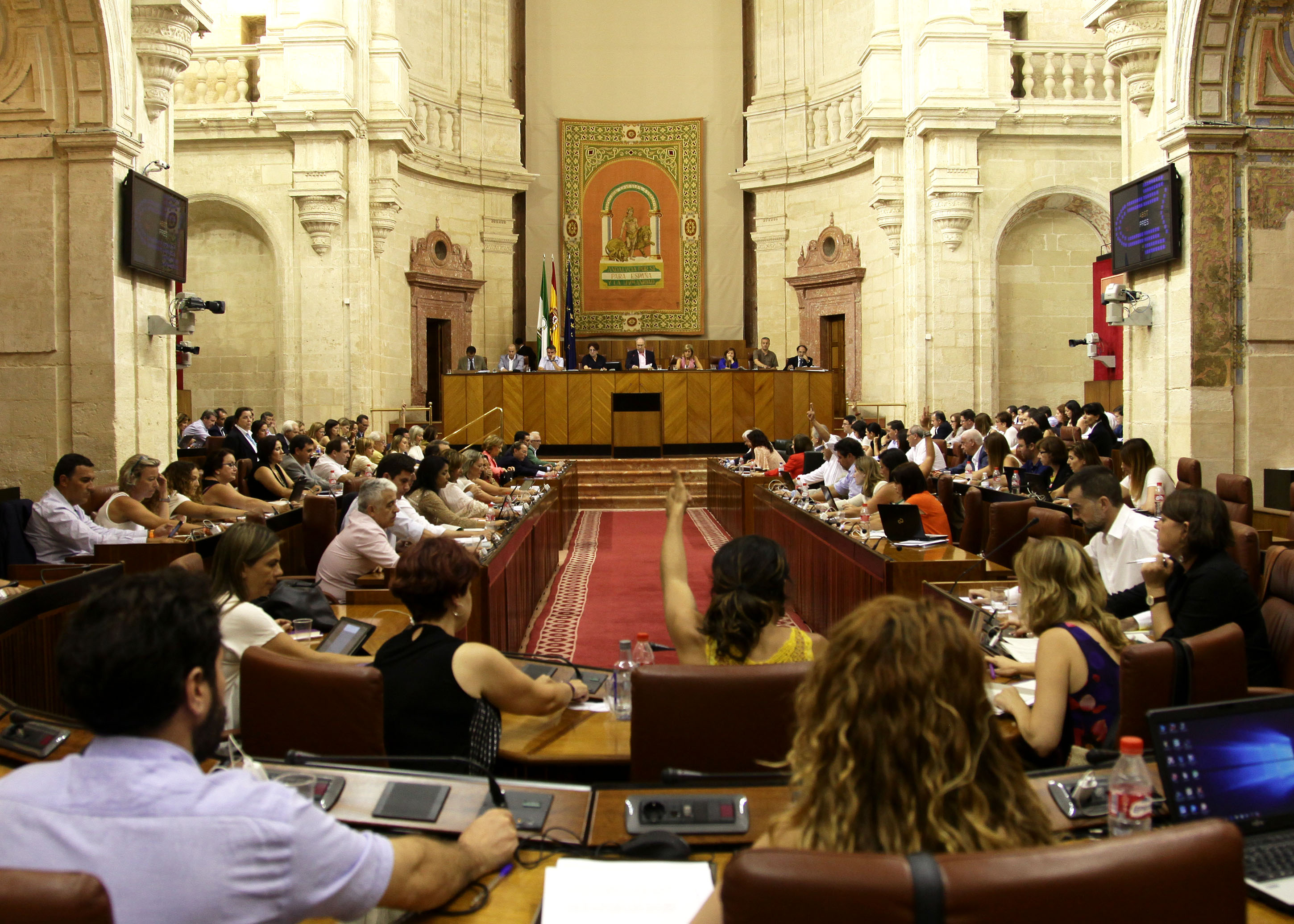 El Pleno del Parlamento durante la votacin de una de las proposiciones no de ley 