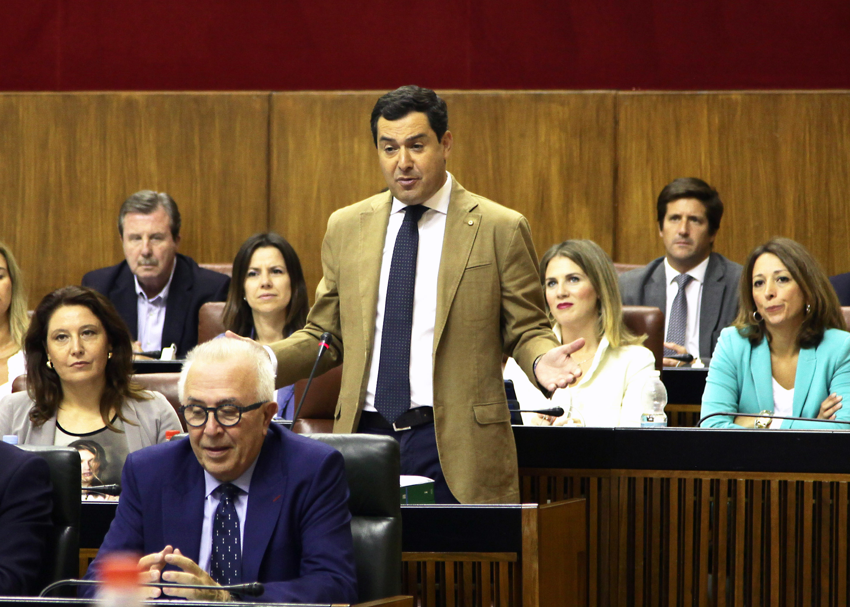 Juan Manuel Moreno, presidente del Grupo parlamentario Popular, interviene en la sesin de control al gobierno