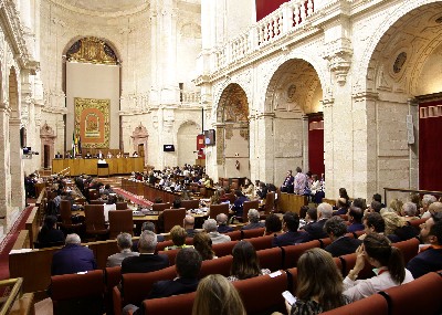 El Pleno del Parlamento asiste a la primera intervencin de la presidenta de la Junta, Susana Daz, en el debate