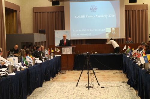 Juan Pablo Durn durante su intervencin en la Asamblea de la CALRE donde fue elegido presidente de la Conferencia de Asambleas Legislativas de las Regiones de Europa