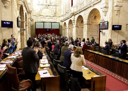 El Pleno del Parlamento aplaude tras la aprobacin del proyecto de Ley de Servicios Sociales de Andaluca