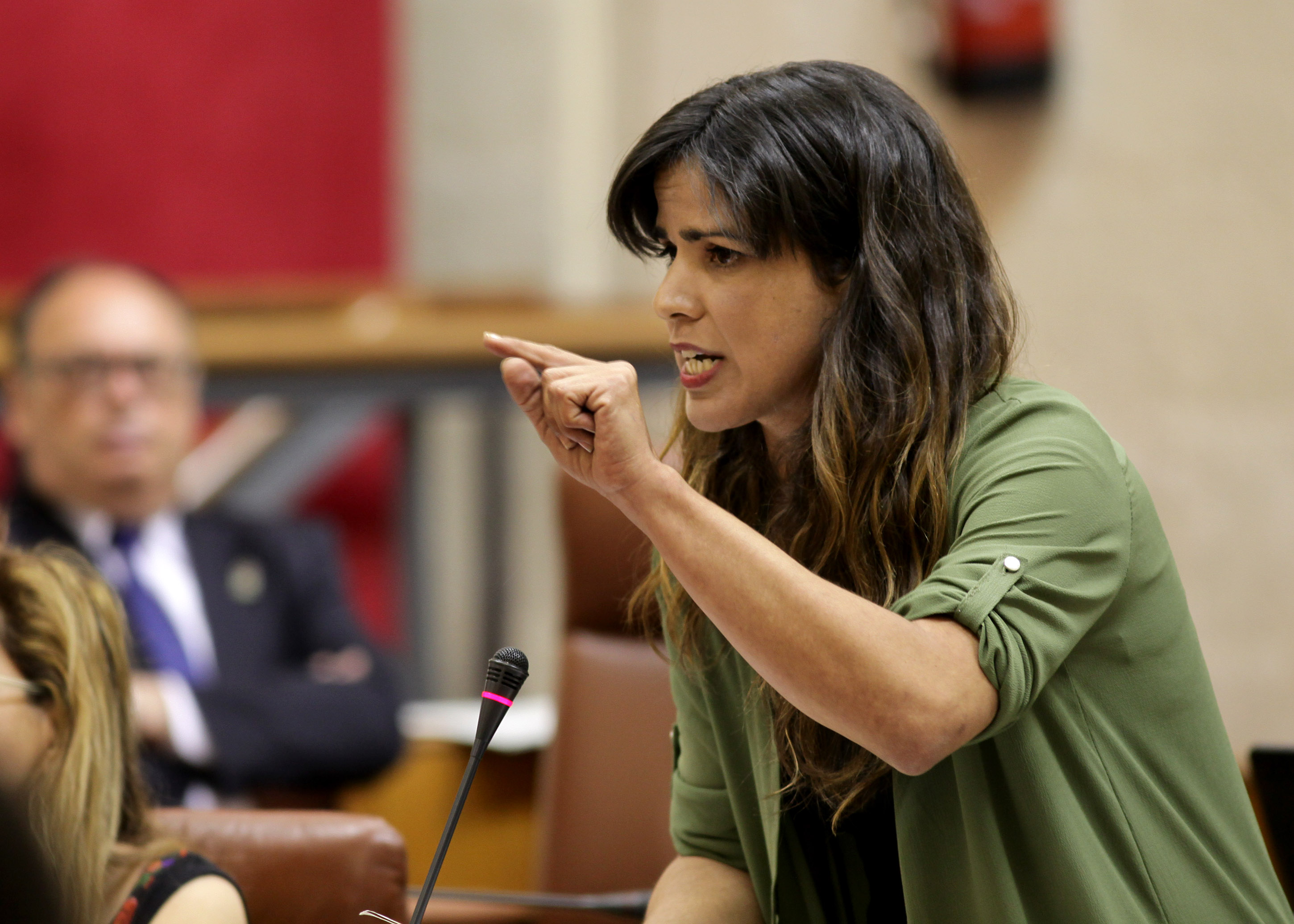 La portavoz del Grupo Podemos, Teresa Rodrguez, en la sesin de control