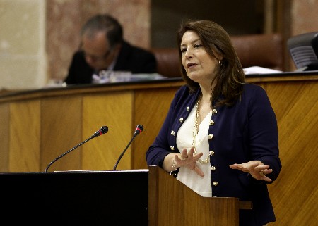 La portavoz del Grupo Popular, Carmen Crespo, defiende ante el Pleno una proposicin no de ley