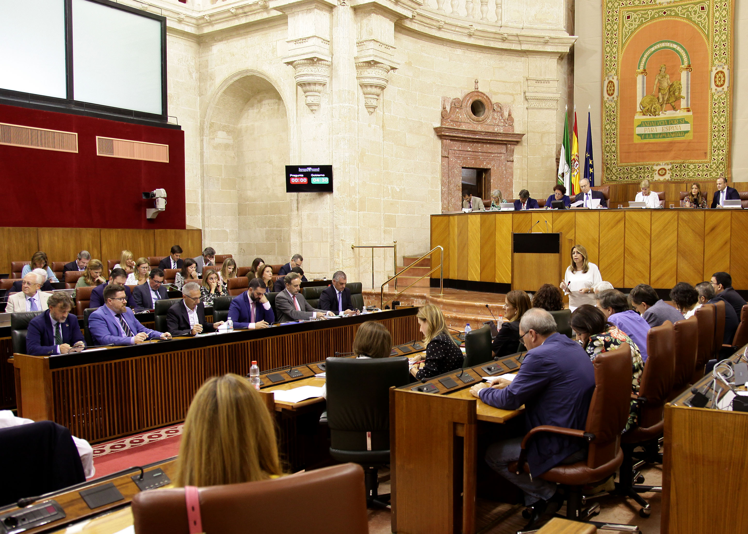 El Pleno del Parlamento, durante una de las intervenciones de la presidenta de la Junta de Andaluca en la sesin de control