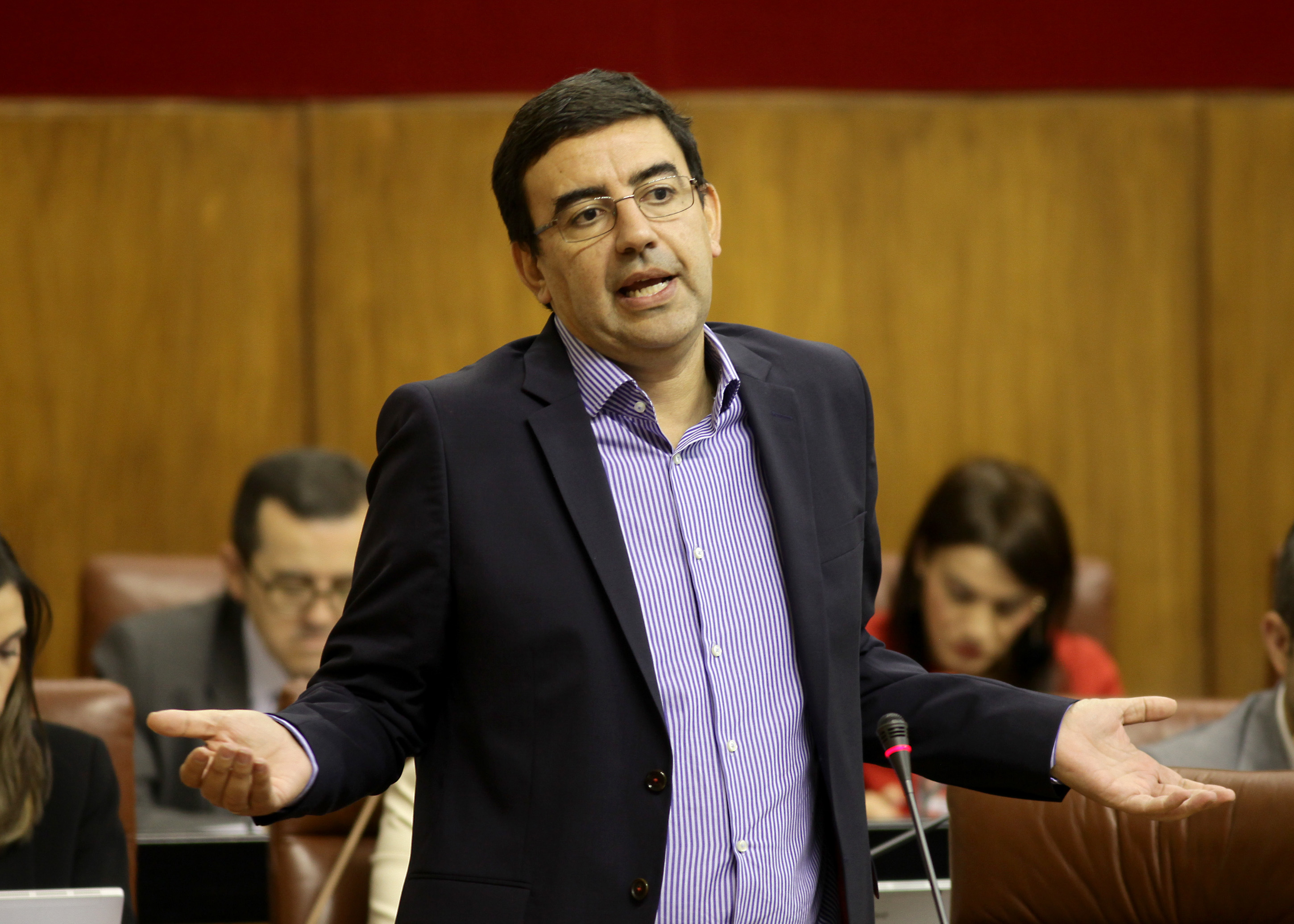 El portavoz del Grupo Socialista, Mario Jimnez, interviene en la sesin de control