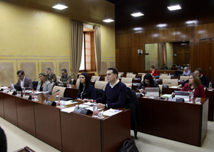 Diputados de la Comisin de Justicia e Interior, al inicio de la sesin de hoy