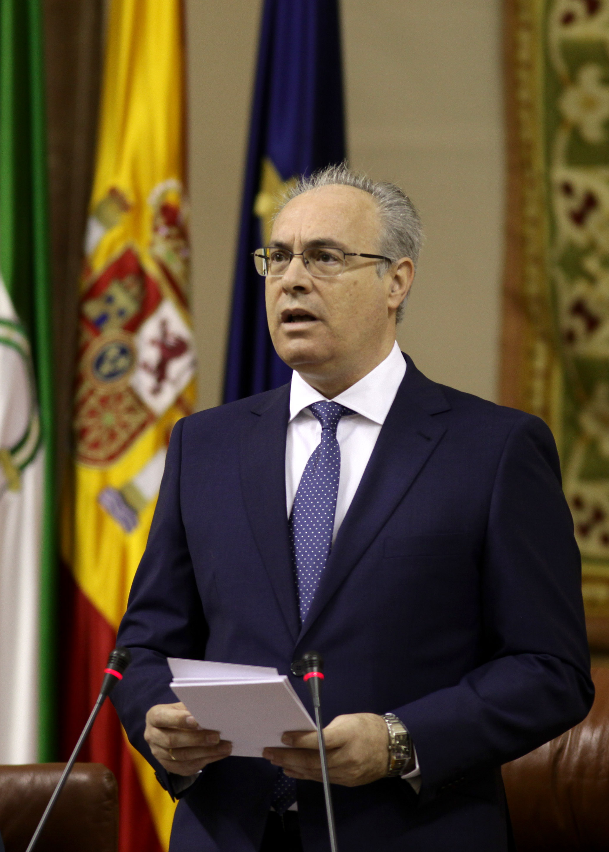 El presidente del Parlamento de Andaluca, Juan Pablo Durn, pronuncia su discurso institucional en el Pleno del 28 de Febrero