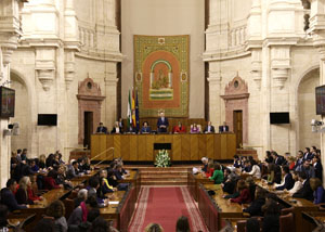 El Pleno del Parlamento, durante el acto institucional del Da de Andaluca