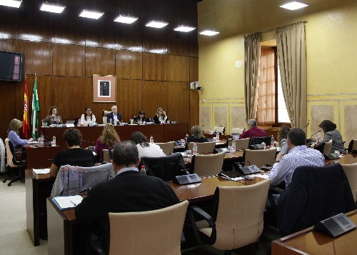 La Mesa de la comisin de Educacin durante la comparecencia de la consejera