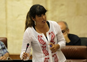La portavoz del Grupo parlamentario Podemos, Teresa Rodrguez, formula su pregunta a la presidenta de la Junta de Andaluca