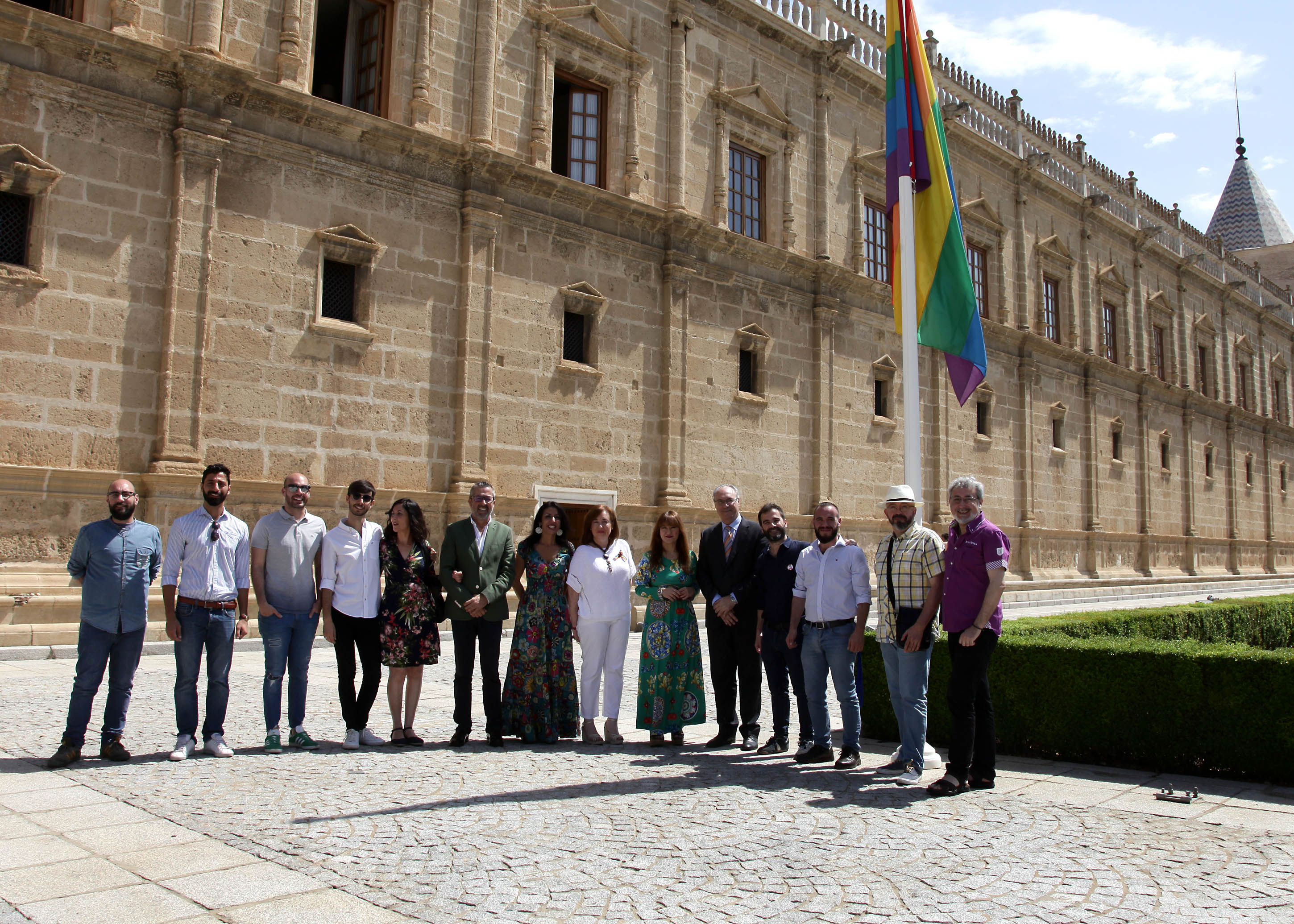  La Bandera de la Diversidad ondea ante la fachada del Parlamento con motivo del Da Internacional por los Derechos de Lesbianas, Gays, Transexuales y Bisexuales 