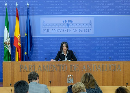    La presidenta del Parlamento, Marta Bosquet, comparece ante los medios tras la ronda de consultas con los grupos parlamentarios