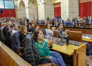  El Grupo parlamentario Adelante Andaluca, durante la intervencin de su presidenta, Teresa Rodrguez