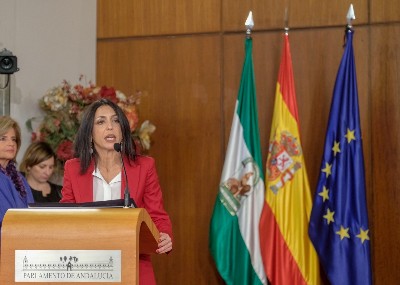  La presidenta del Parlamento, Marta Bosquet, interviene en el acto de toma de posesin de Juan Manuel Moreno como presidente de la Junta de Andaluca