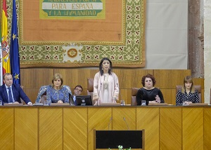  La presidenta del Parlamento, Marta Bosquet, durante su discurso