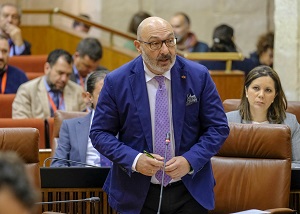  Alejandro Hernndez, portavoz del Grupo parlamentario Vox en Andaluca, durante su pregunta al presidente de la Junta de Andaluca
