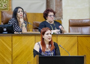 La diputada del Grupo parlamentario Adelante Andaluca Luz Marina Dorado interviene ante el Pleno 