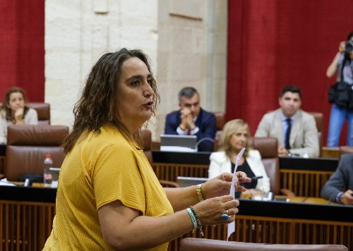 ngela Aguilera, de Adelante Andaluca, durante su pregunta al presidente de la Junta de Andaluca 