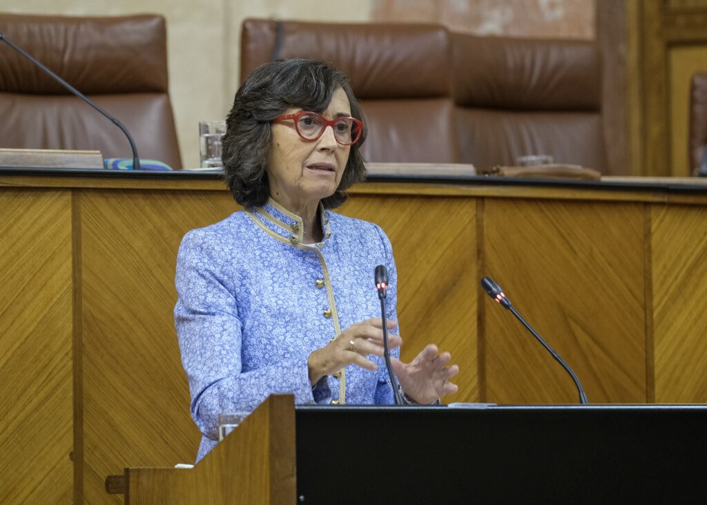 Rosa Aguilar, del Grupo Socialista, defiende ante el Pleno la solicitud de creacin de Grupo de Trabajo relativo a estrategia andaluza frente al reto demogrfico
