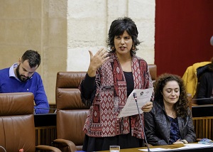  La portavoz del Grupo Adelante Andaluca, Teresa Rodrguez, interviene en la sesin de control
