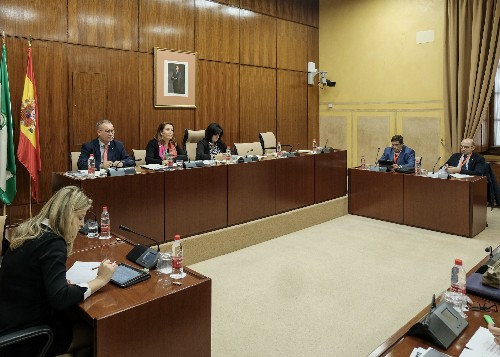 Imagen general de la Mesa de la Comisin de Agricultura durante la comparecencia de la consejera Carmen Crespo 
