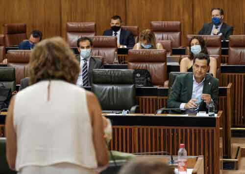  El presidente de la Junta de Andaluca escucha la pregunta de control del Grupo Socialista  