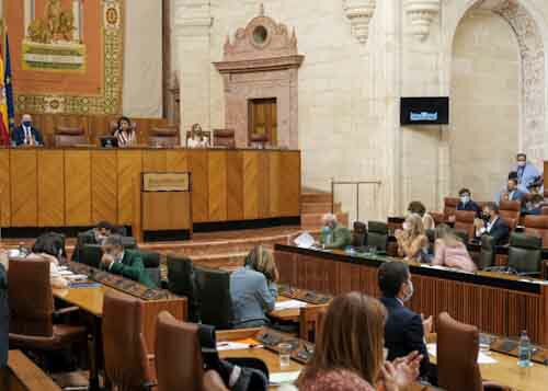  Diputados y consejeros aplauden tras la lectura de la declaracin institucional en reconocimiento del potencial de la provincia de Almera y en apoyo a unas comunicaciones adecuadas 