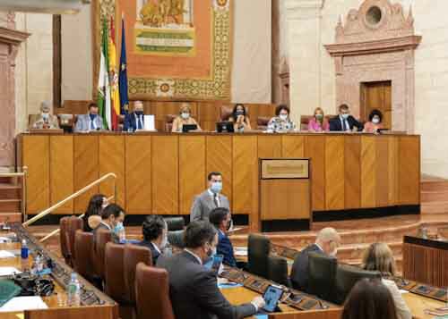  Los miembros de la Mesa del Parlamento durante  la sesin de control al Gobierno andaluz