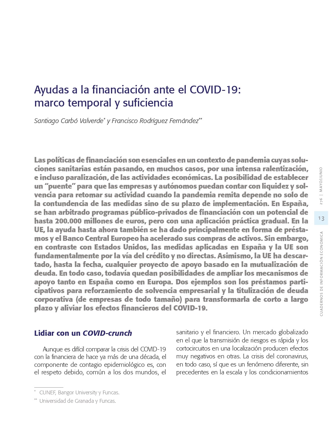 Ayudas económicas y COVID-19