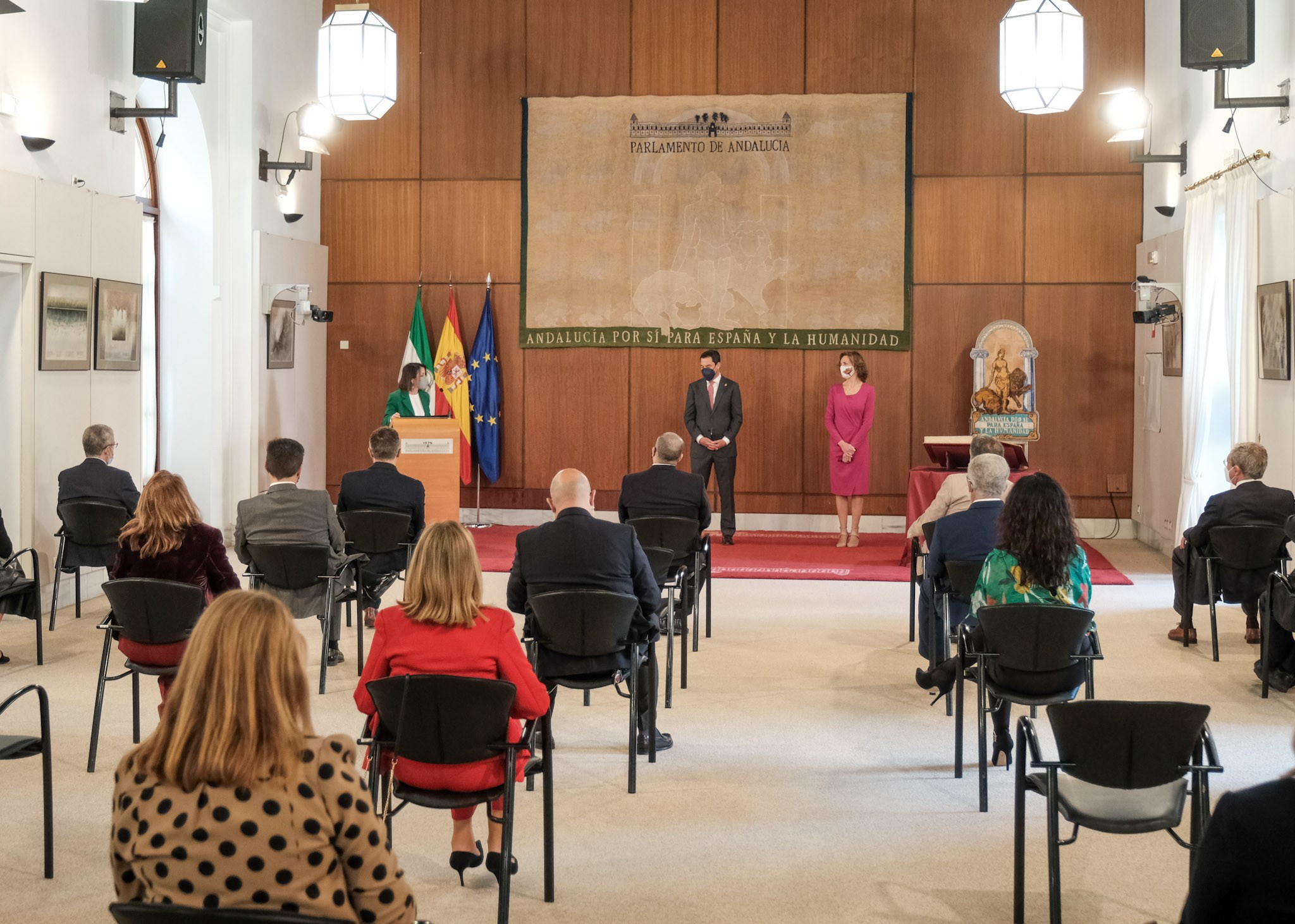  La presidenta del Parlamento, Marta Bosquet, interviene en el acto de toma de posesin de la nueva presidenta de la Cmara de Cuentas en presencia del presidente de la Junta de Andaluca, Juan Manuel Moreno