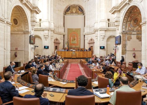   El Pleno del Parlamento de Andaluca al comienzo de la sesin
