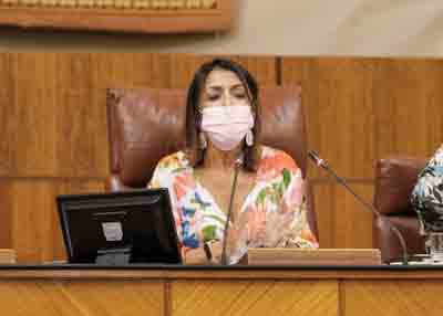  La presidenta del Parlamento de Andaluca, Marta Bosquet, tras la lectura de una declaracin institucional en reconocimiento del potencial de la provincia de Granada 