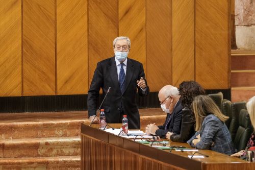 Rogelio Velasco, consejero de Transformacin Econmica, Industria, Conocimiento y Universidades, se dirige al Pleno de la Cmara tras la aprobacin del Proyecto de Ley por el que se crea la Agencia TRADE