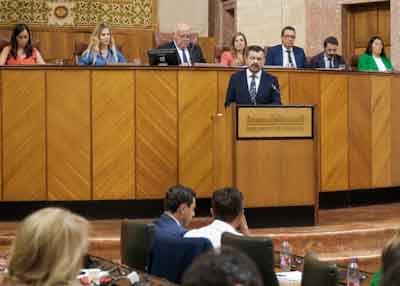 Antonio Martn se dirige al candidato a la Presidencia de la Junta de Andaluca durante la sesin 