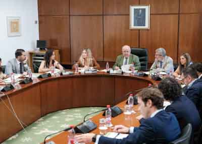 La Mesa del Parlamento durante el desarrollo de la sesin de la Junta de Portavoces 