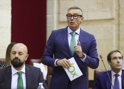  Manuel Gavira, portavoz del Grupo parlamentario Vox en Andaluca, interviene en la sesin de control
