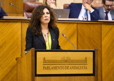   Ana Mara Ruiz interviene en representacin de Vox en el debate sobre el convenio de colaboracin entre la Comunidad Autnoma de Andaluca y la Ciudad Autnoma de Ceuta para el traslado de nios, nias y adolescentes migrantes no acompaados en situacin de contingencia migratoria