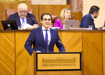   Jos Antonio Nieto, consejero de Justicia, Administracin Local y Funcin Pblica, durante su comparecencia para informar sobre los refuerzos de violencia de gnero en la Administracin de justicia y juzgados de Andaluca, as como sobre el protocolo para evitar la victimizacin secundaria de mujeres vctimas de violencia de gnero