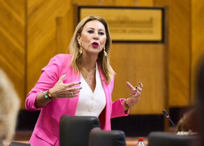  Carolina Espaa, consejera de Economa, Hacienda y Fondos Europeos, responde a una pregunta durante la sesin de control