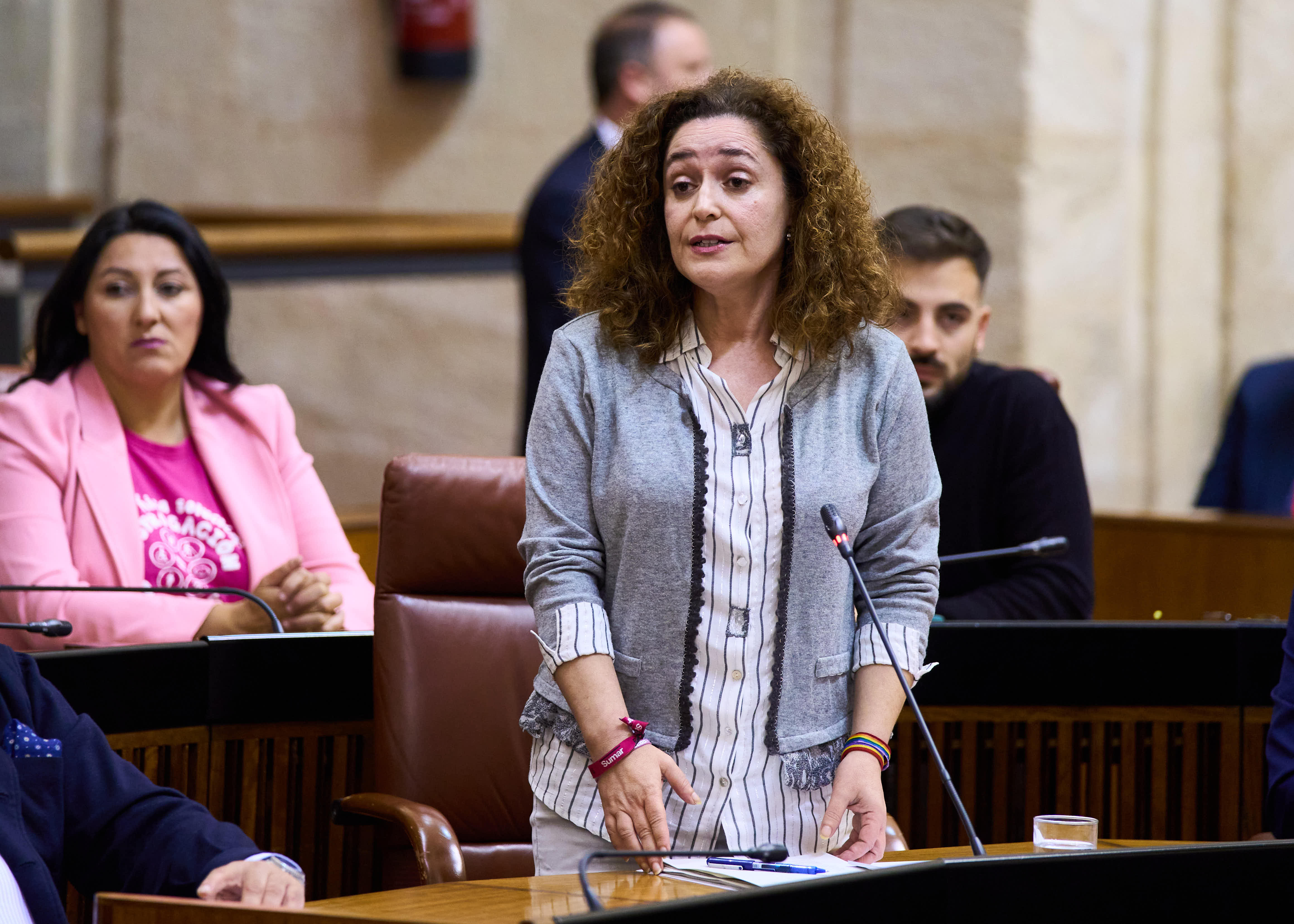 Inmaculada Nieto, portavoz del Grupo Por Andaluca, dirige su pregunta al presidente de la Junta sobre accin del Gobierno en el actual contexto poltico